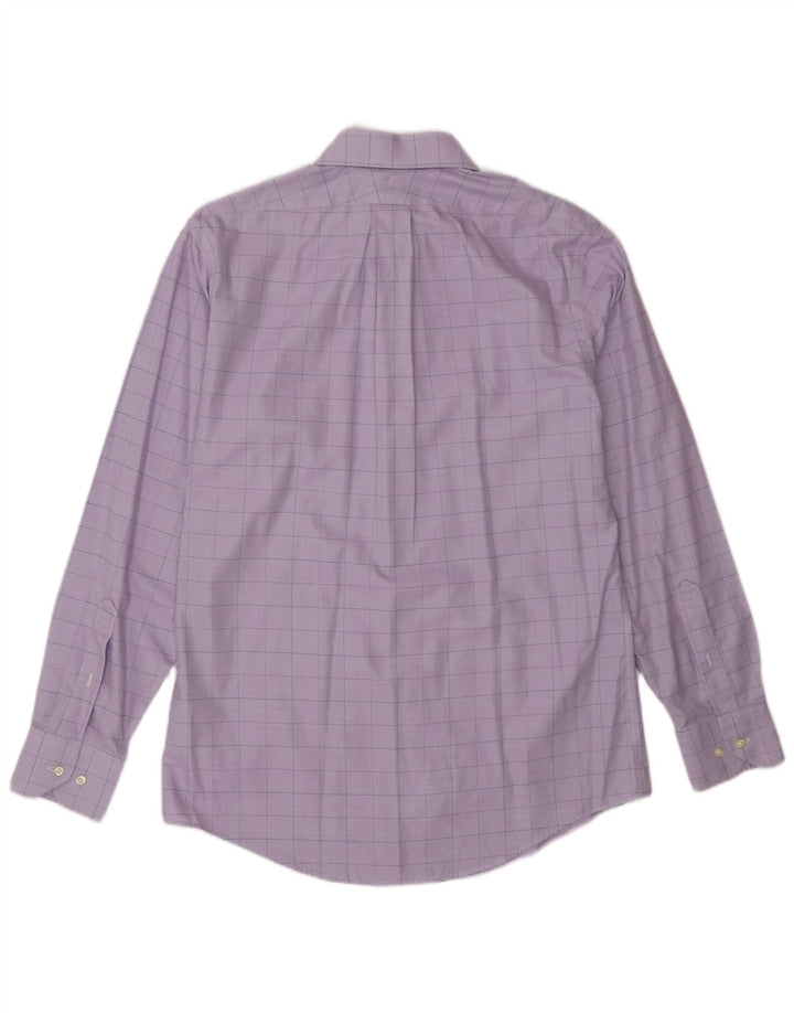 Brooks Brothers Mens Shirt Size 15 1/2 Medium Purple Check Cotton
