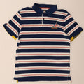 NAUTICA Mens Polo Shirt Medium Navy Blue Striped Cotton