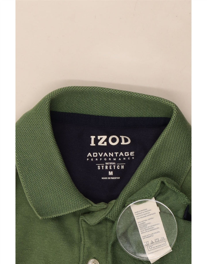 IZOD Mens Polo Shirt Medium Green Colourblock Cotton