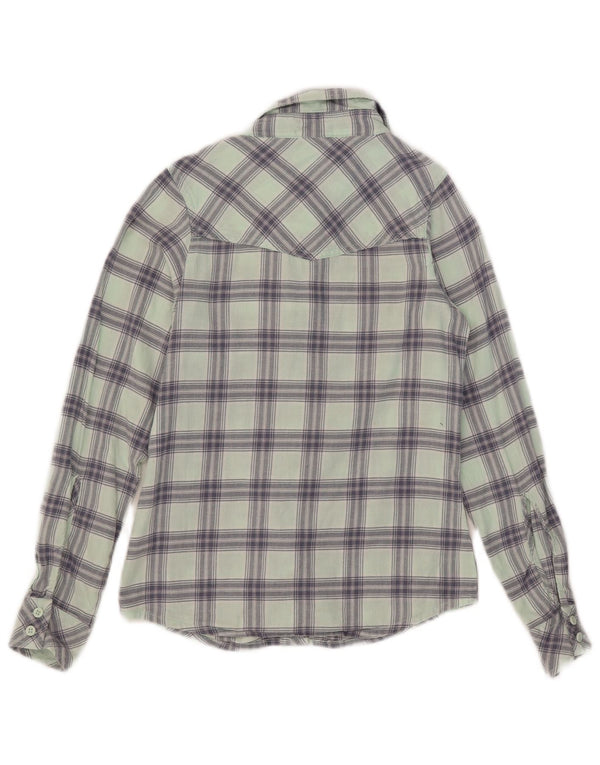 Animal Womens Flannel Shirt UK 6 XS Green Check Cotton