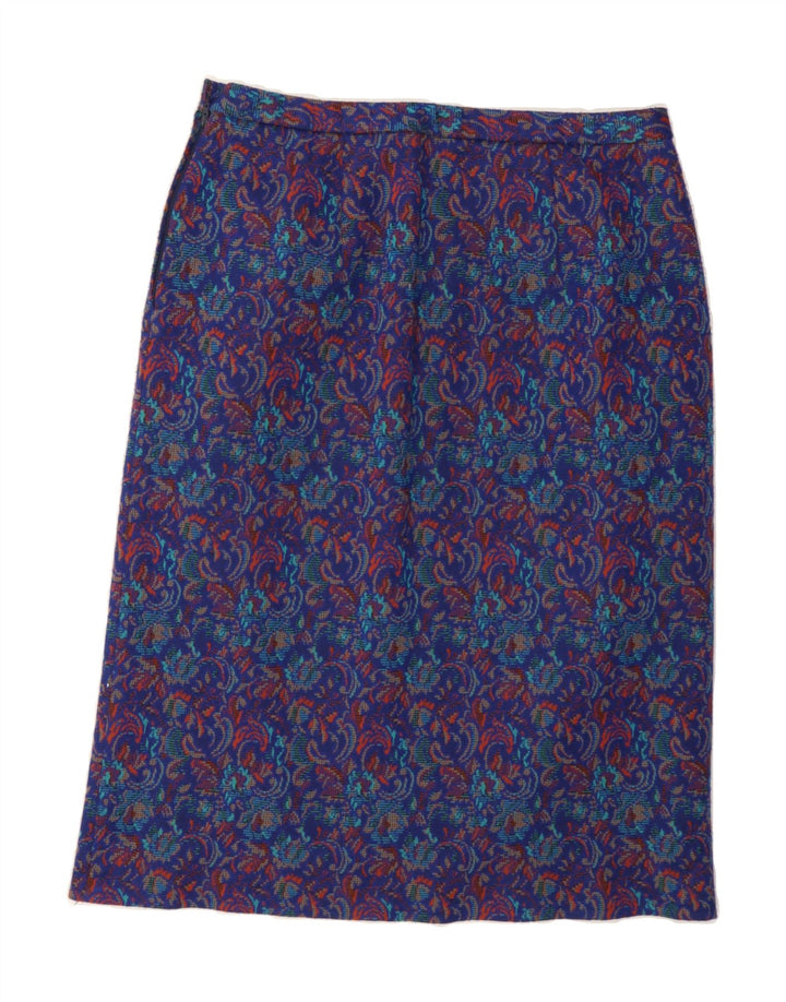 VINTAGE Womens Straight Skirt W31 Medium Blue Paisley Vintage Vintage and Second-Hand Vintage from Messina Hembry 