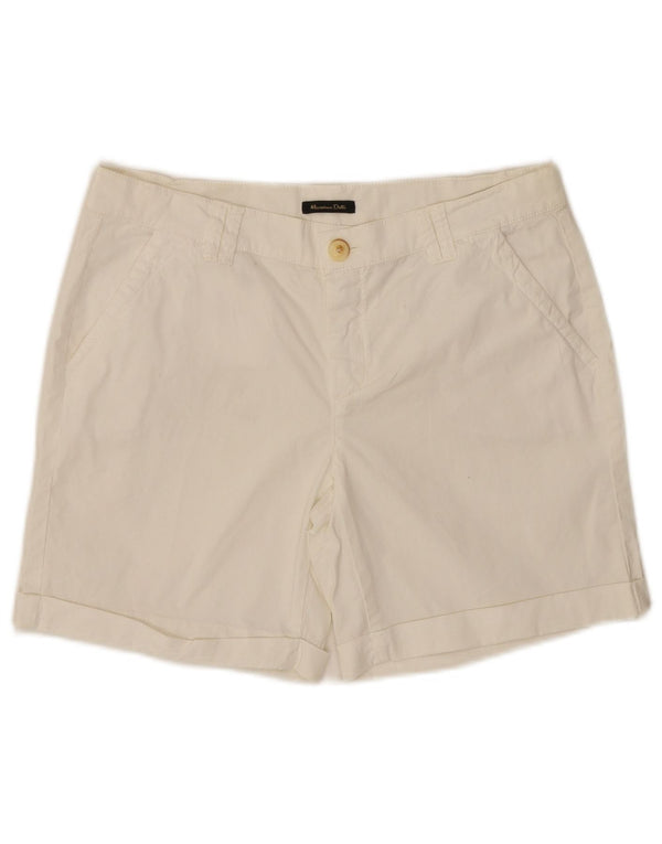 Massimo Dutti Womens Casual Fit Chino Shorts EU 38 Small W28 White Cotton
