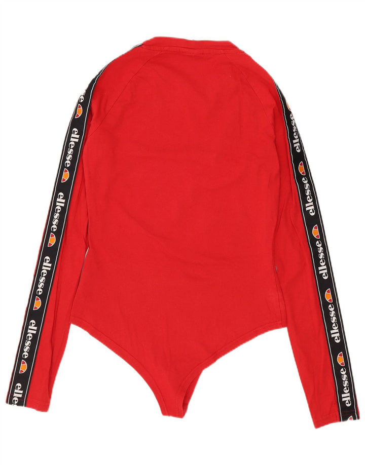 Ellesse Womens Graphic Bodysuit UK 10 Small  Red Colourblock Cotton