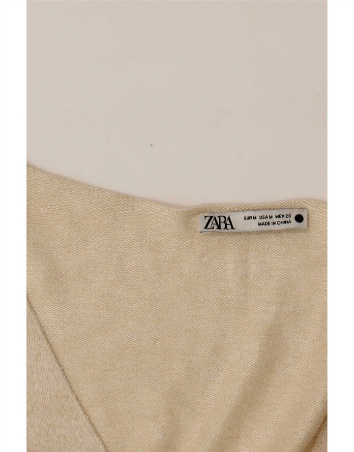 Zara Womens Top Long Sleeve UK 14 Medium Beige