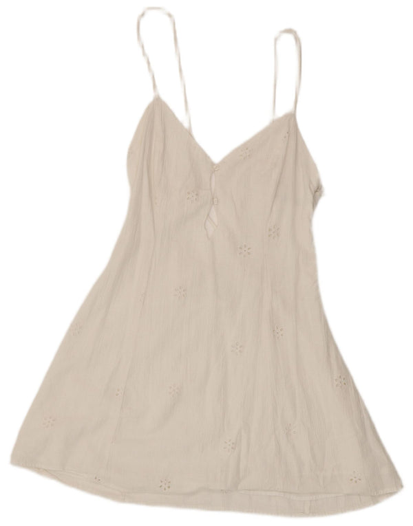 ZARA Womens Sundress UK 12 Medium White Floral Cotton