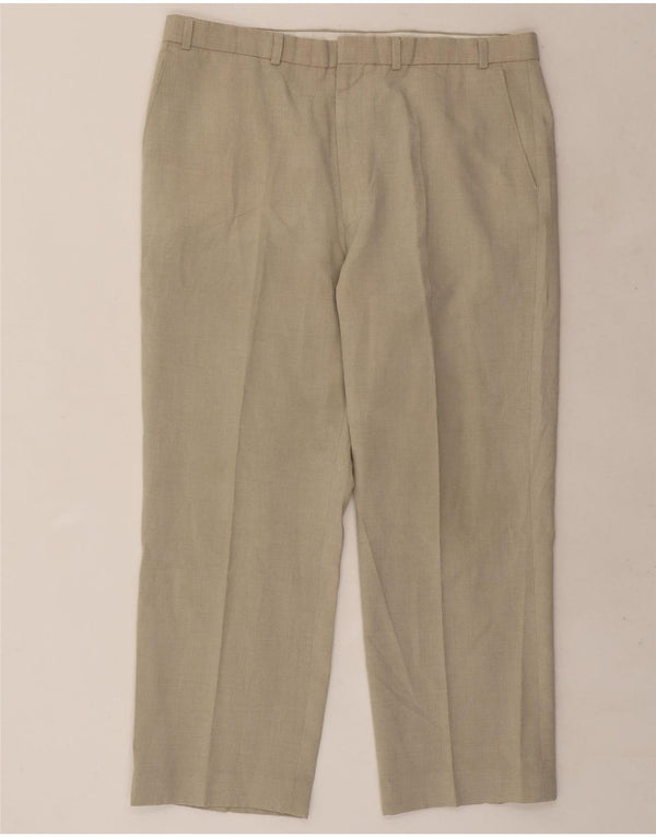 Marks & Spencer Mens Straight Chino Trousers W38 L27 Beige Polyester
