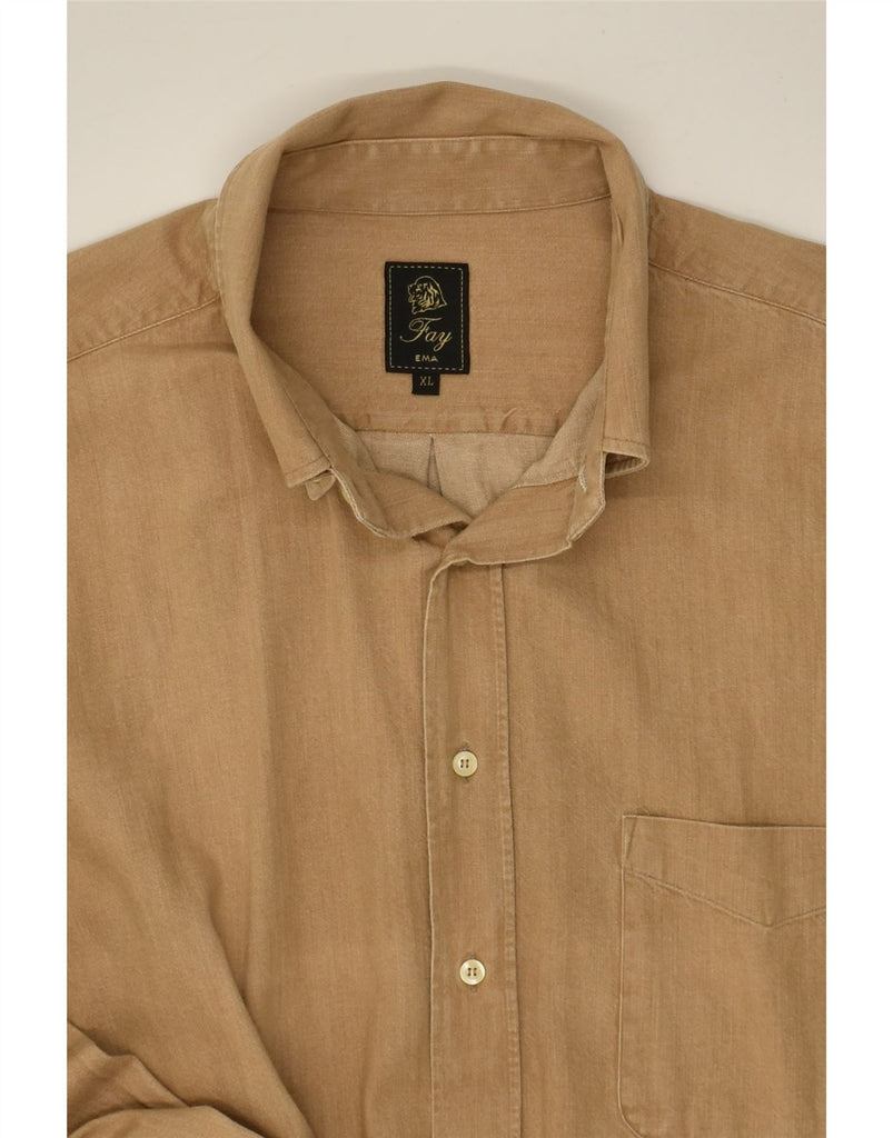 FAY Mens Shirt XL Brown Cotton | Vintage Fay | Thrift | Second-Hand Fay | Used Clothing | Messina Hembry 