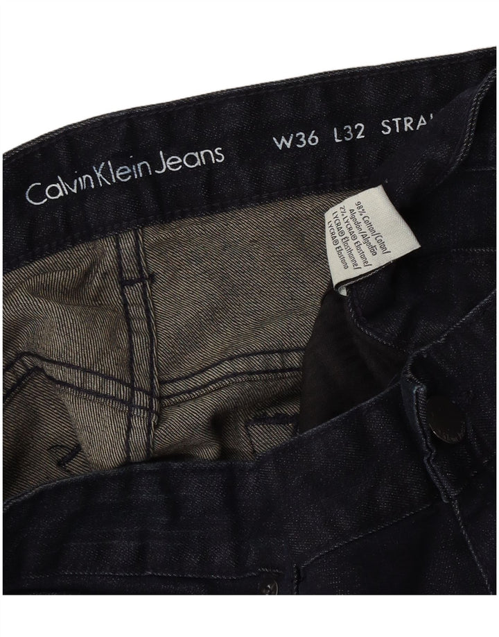 Calvin Klein Mens Straight Jeans W36 L32 Navy Blue Cotton