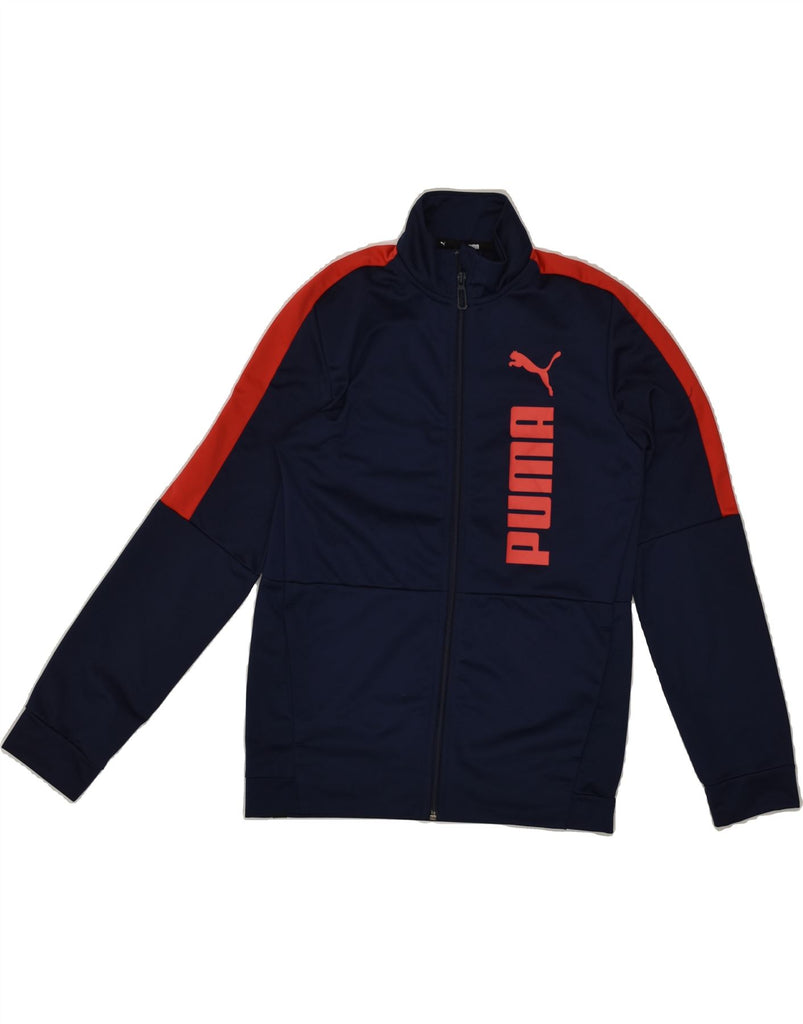 PUMA Boys Graphic Tracksuit Top Jacket 13-14 Years Navy Blue | Vintage Puma | Thrift | Second-Hand Puma | Used Clothing | Messina Hembry 