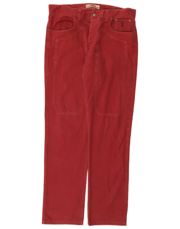 Jeckerson Mens Straight Casual Trousers W38 L34 Red Cotton