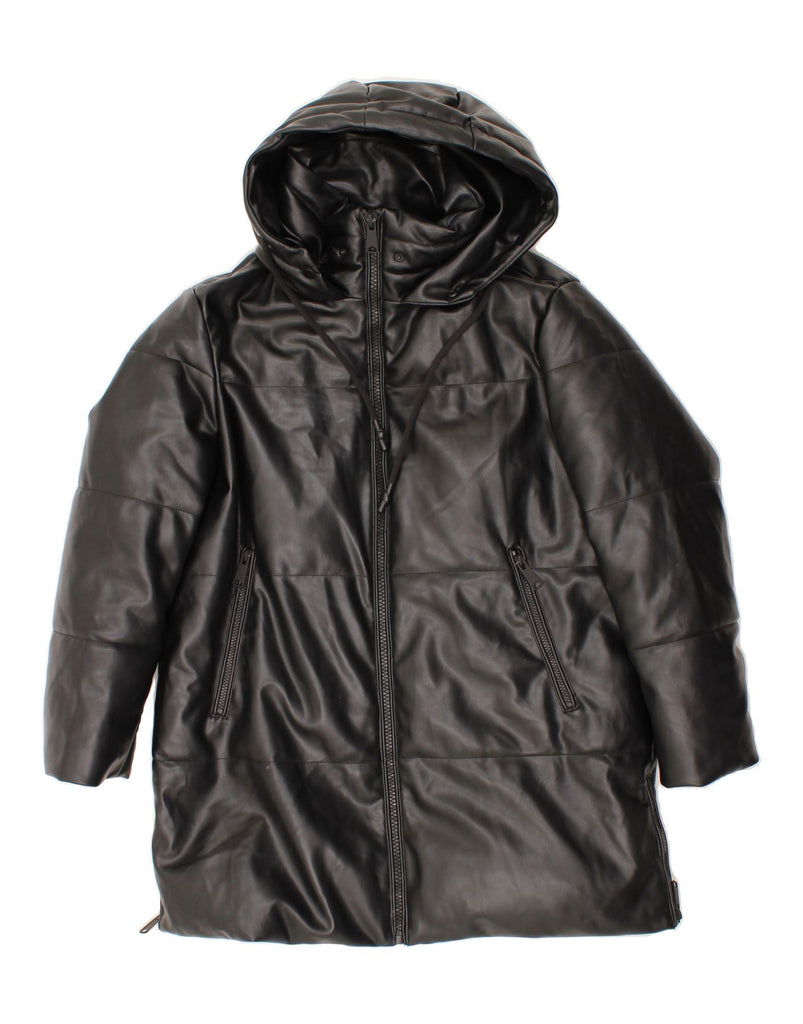 ZARA Mens Hooded Padded Coat UK 40 Large Black Polyester Vintage Zara and Second-Hand Zara from Messina Hembry 