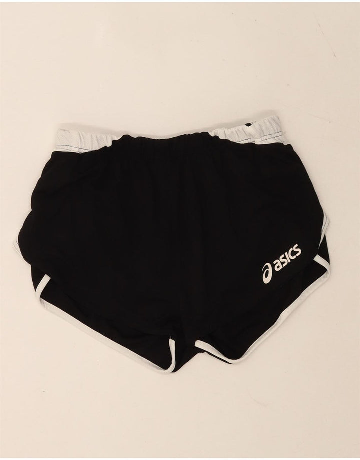 Asics Womens Graphic Sport Shorts UK 12 Medium  Black Colourblock Polyester