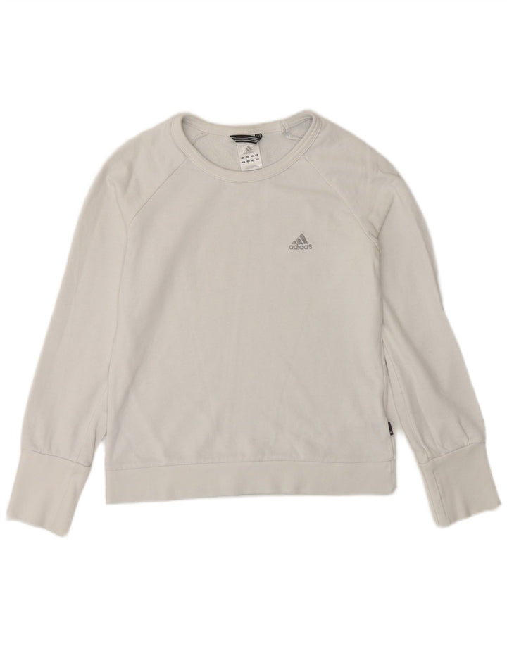 Adidas Womens Sweatshirt Jumper UK 12 Medium  White Cotton