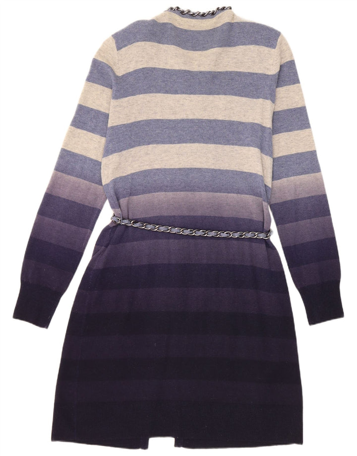 Roberta Scarpa Womens Cardigan Sweater IT 46 Large Navy Blue Striped