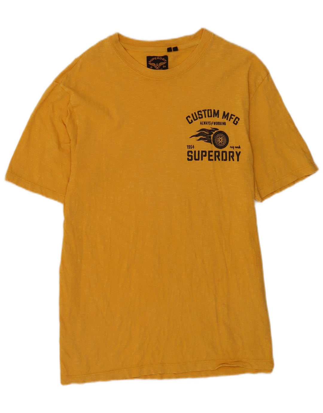Superdry Mens Graphic T-Shirt Top Small Yellow Cotton