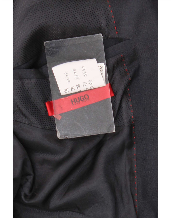 Hugo Boss Mens 2 Button Blazer Jacket EU 46 Small Navy Blue Virgin Wool