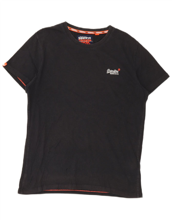 Superdry Mens T-Shirt Top Large Black Cotton