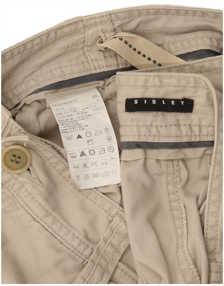 Sisley Womens Straight Cargo Trousers IT 46 Large W32 L30 Beige Cotton