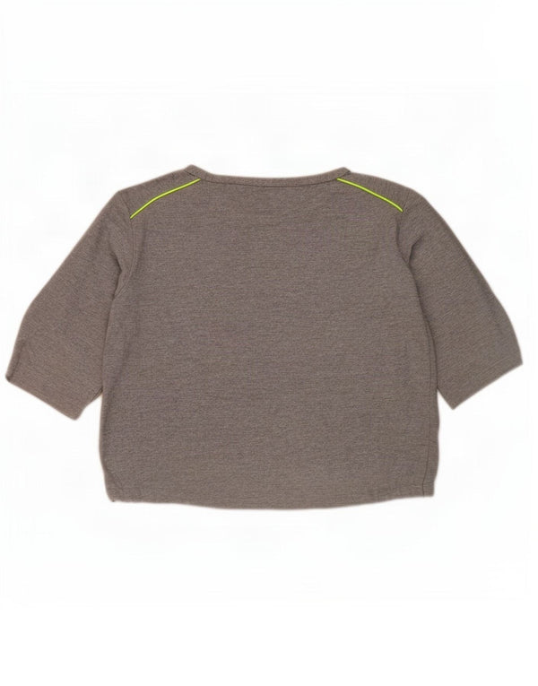Zara Womens 3/4 Sleeve Sweatshirt Jumper UK 14 Medium Grey
