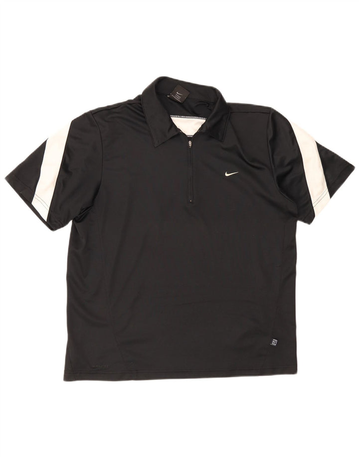 Nike Mens Polo Shirt UK 39/41 Medium Black Colourblock