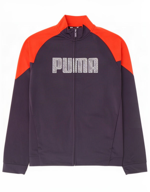 Puma Boys Graphic Tracksuit Top Jacket 15-16 Years Navy Blue Colourblock
