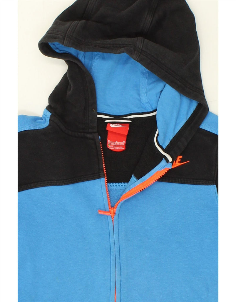 NIKE Boys Zip Hoodie Sweater 10-11 Years Medium Blue Colourblock Cotton | Vintage Nike | Thrift | Second-Hand Nike | Used Clothing | Messina Hembry 