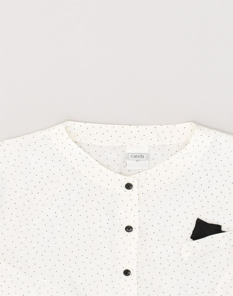 CANDA Womens Shirt Blouse EU 46 XL  White Polka Dot Polyester | Vintage Canda | Thrift | Second-Hand Canda | Used Clothing | Messina Hembry 