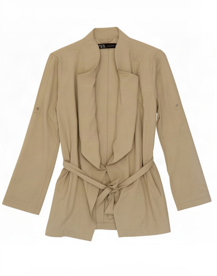 Zara Womens Blazer Jacket UK 10 Small Beige Viscose