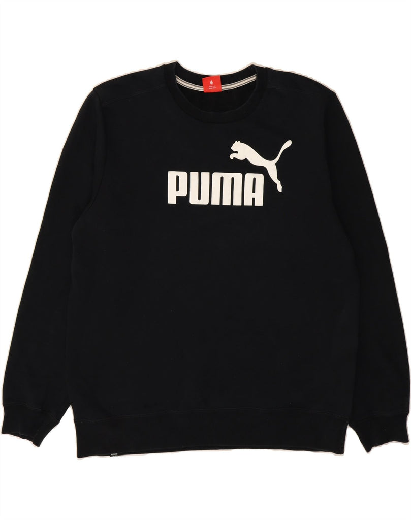 PUMA Mens Graphic Sweatshirt Jumper Large Black Cotton Vintage Puma and Second-Hand Puma from Messina Hembry 