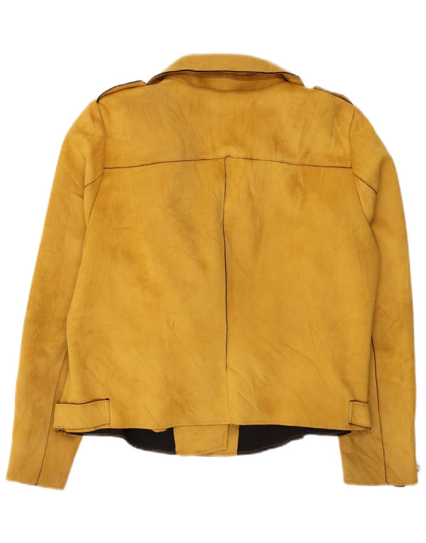 Only Carmakoma Womens Crop Biker Jacket IT 46 Large Yellow Polyester