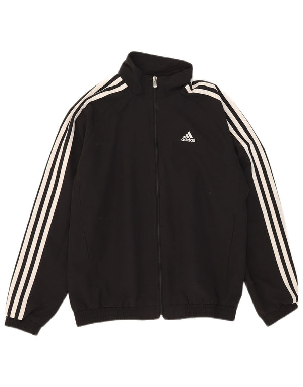 Adidas Boys Clima 365 Tracksuit Top Jacket 11-12 Years Black Polyester