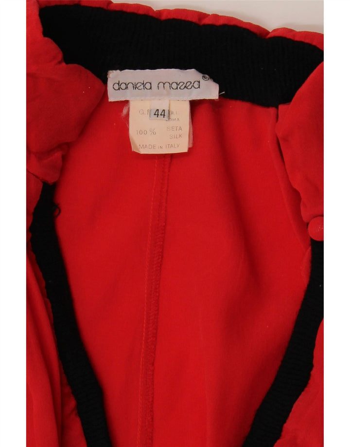 Daniela Massa Womens Long Sleeve Blouse Top IT 44 Medium Red Colourblock