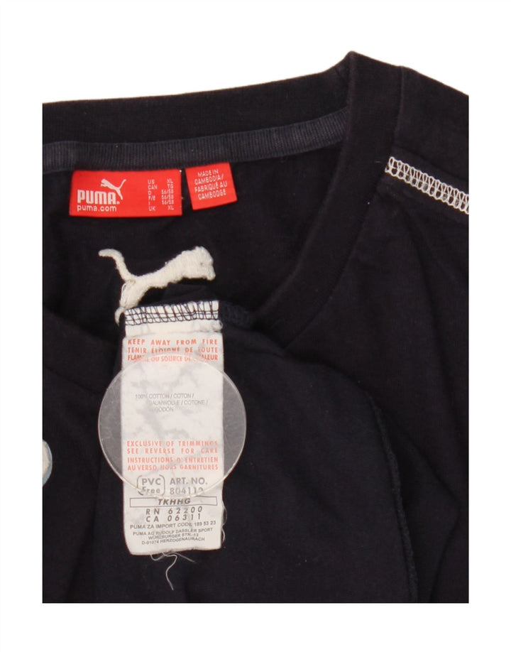 Puma Mens Graphic Top Long Sleeve XL Navy Blue Cotton