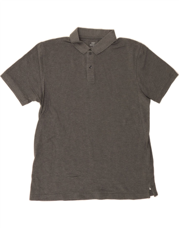 MARKS & SPENCER Mens Regular Fit Polo Shirt XL Grey Cotton Vintage Marks & Spencer and Second-Hand Marks & Spencer from Messina Hembry 