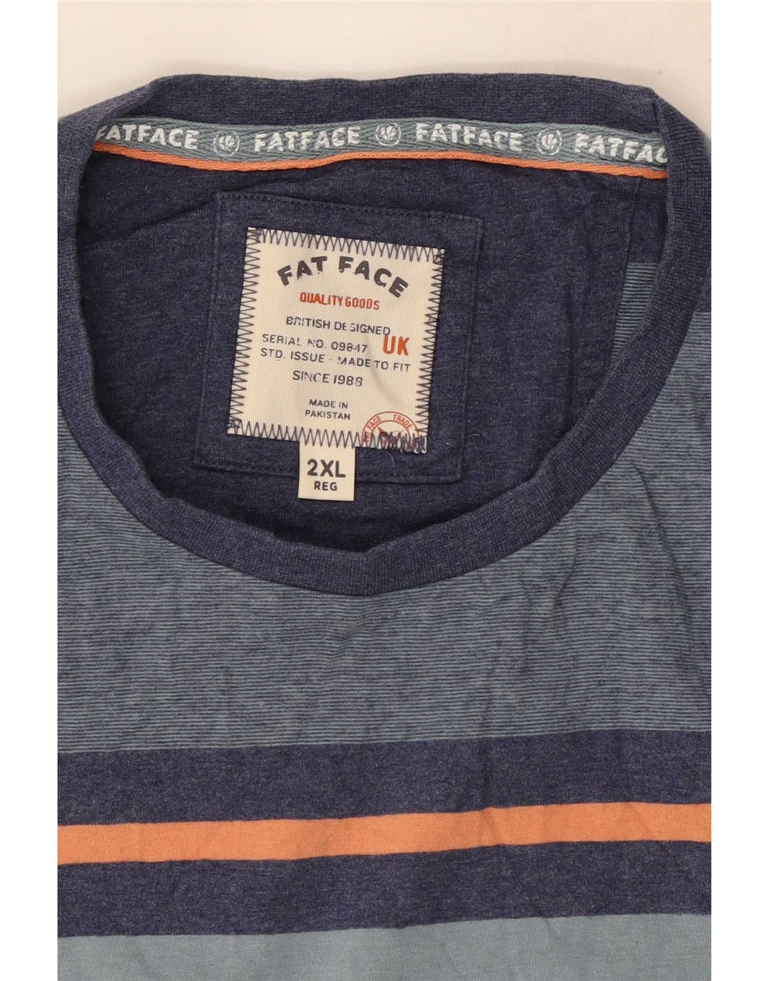 Fat Face Mens T-Shirt Top 2XL Blue Striped
