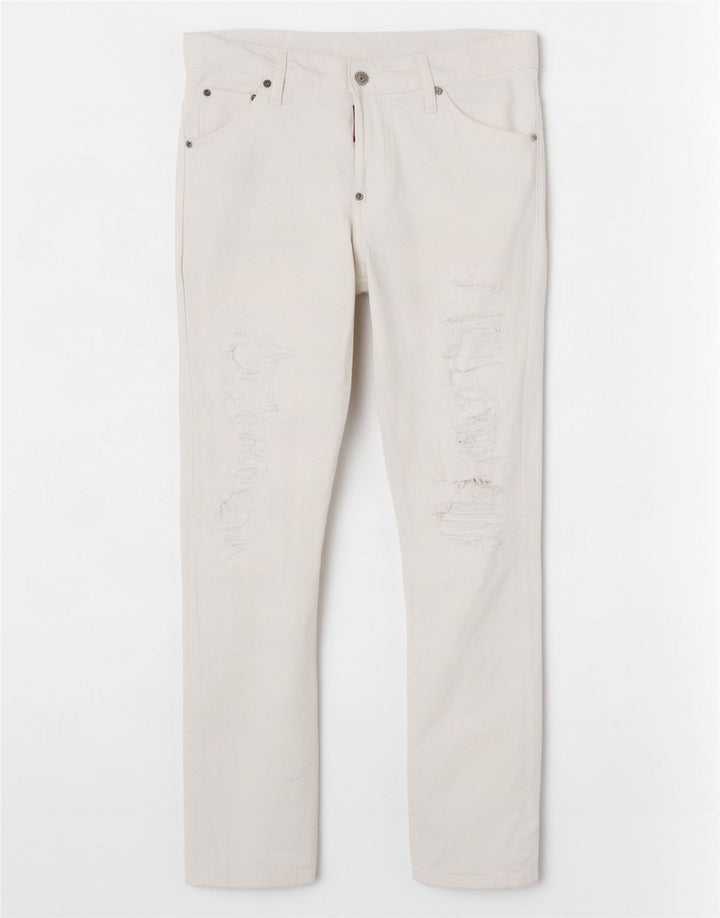 Dsquared2 Mens Distressed Slim Jeans W36 L28 White Cotton