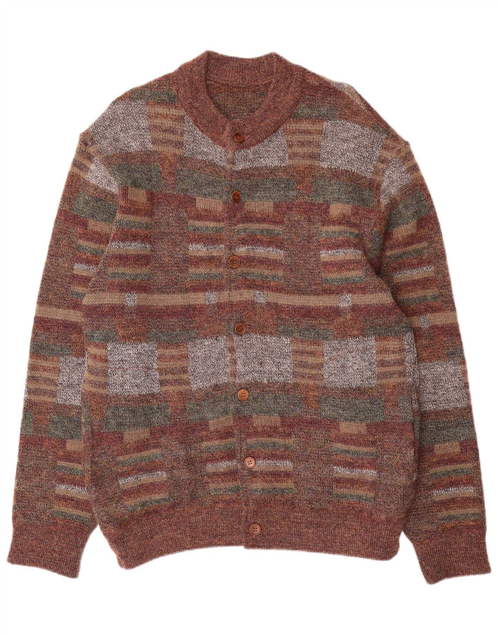 Vintage Mens Cardigan Sweater Medium Multicoloured Geometric