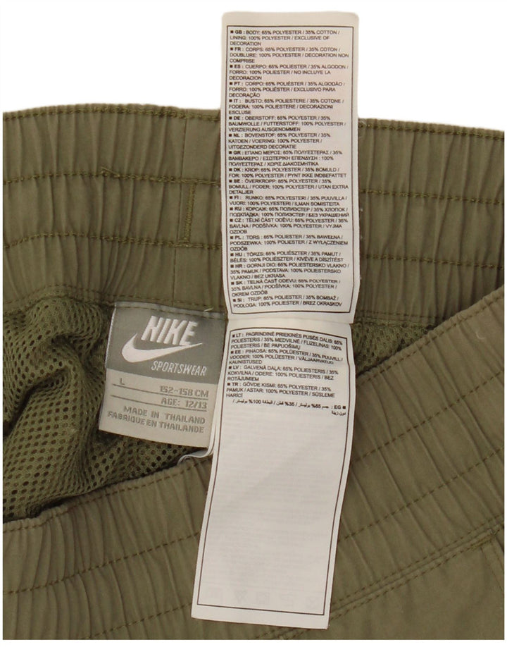 Nike Boys Tracksuit Trousers Joggers 12-13 Years Large Khaki Polyester