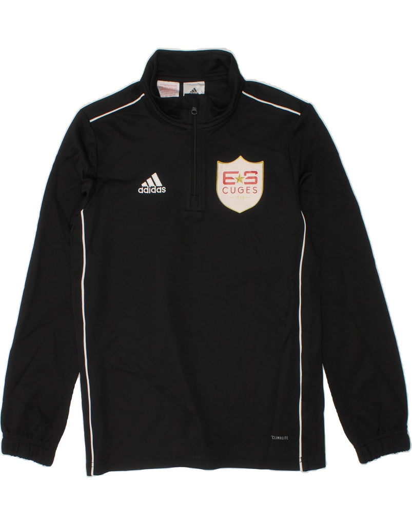 ADIDAS Boys Climalite Zip Neck Pullover Tracksuit Top 9-10 Years Black Vintage Adidas and Second-Hand Adidas from Messina Hembry 