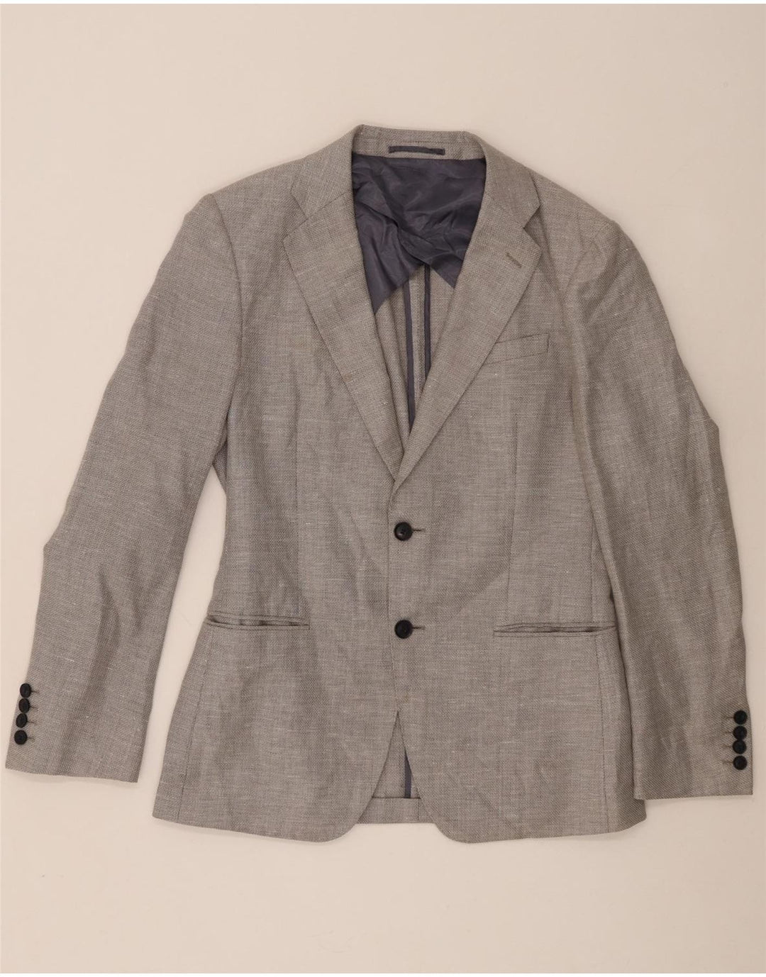 Reiss Mens 2 Button Blazer Jacket UK 38 Medium Grey Wool
