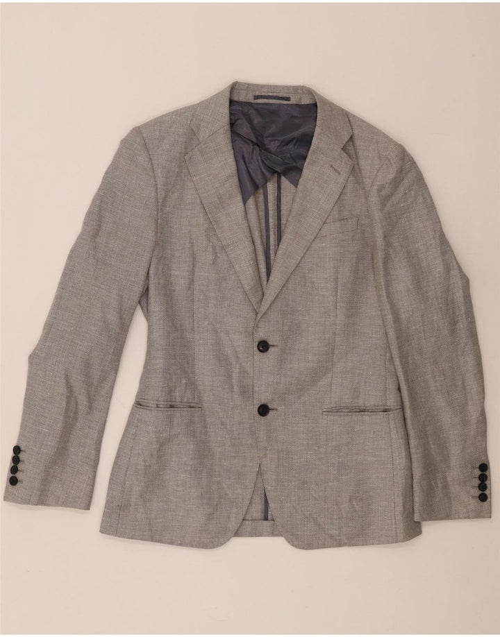 Reiss Mens 2 Button Blazer Jacket UK 38 Medium Grey Wool