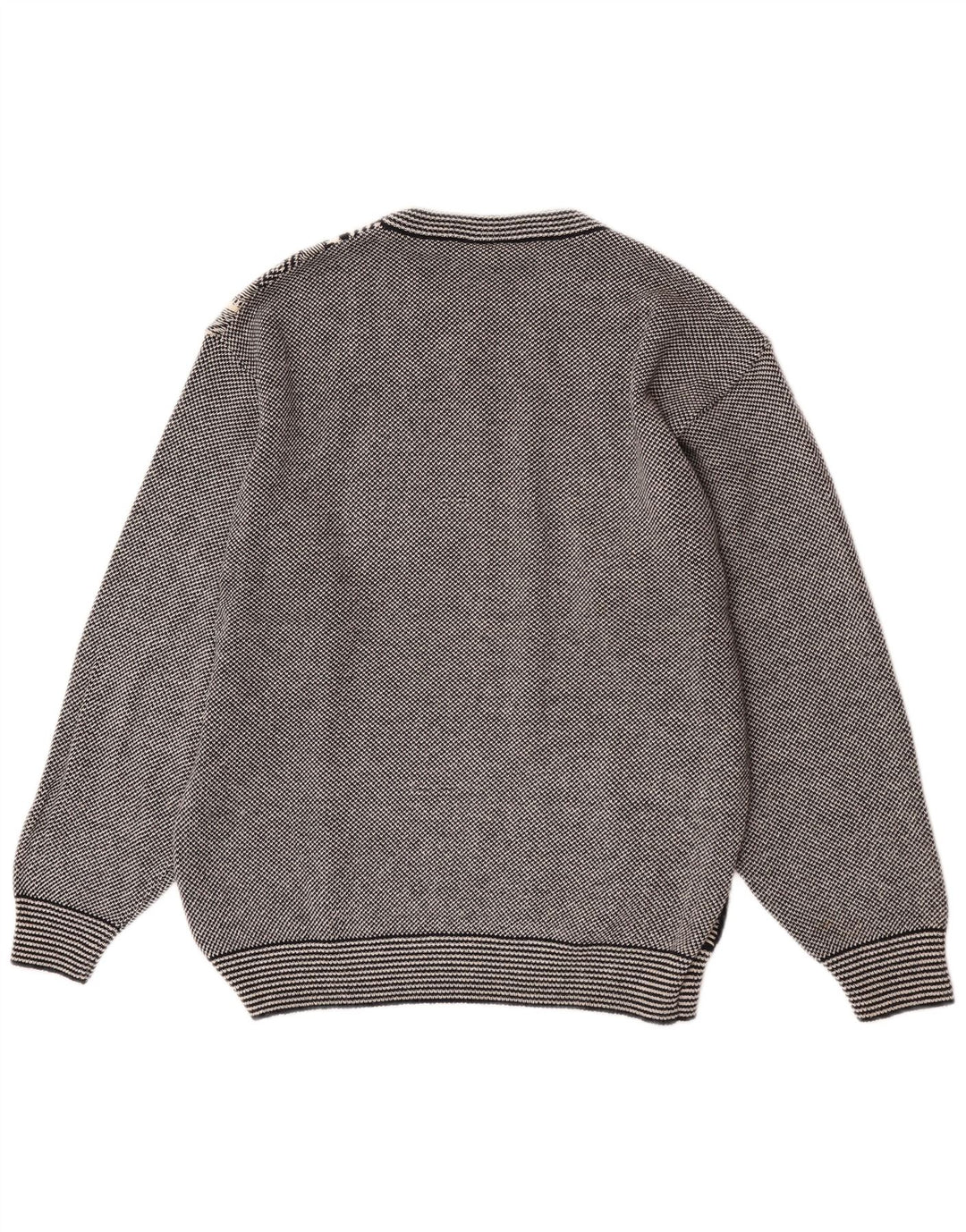 GARDEUR Mens Crew Neck Jumper Sweater IT 48 Medium Grey Geometric Cotton