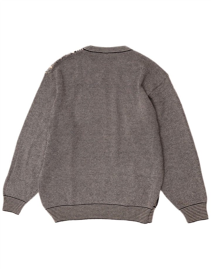 GARDEUR Mens Crew Neck Jumper Sweater IT 48 Medium Grey Geometric Cotton