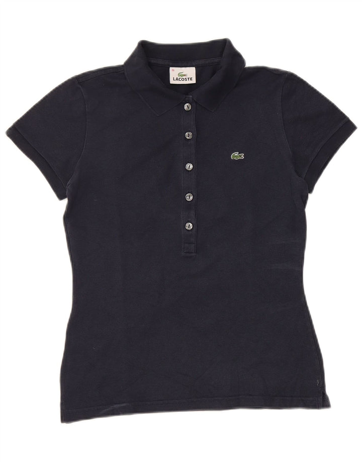 Lacoste Womens Polo Shirt Size 36 Small Navy Blue Cotton