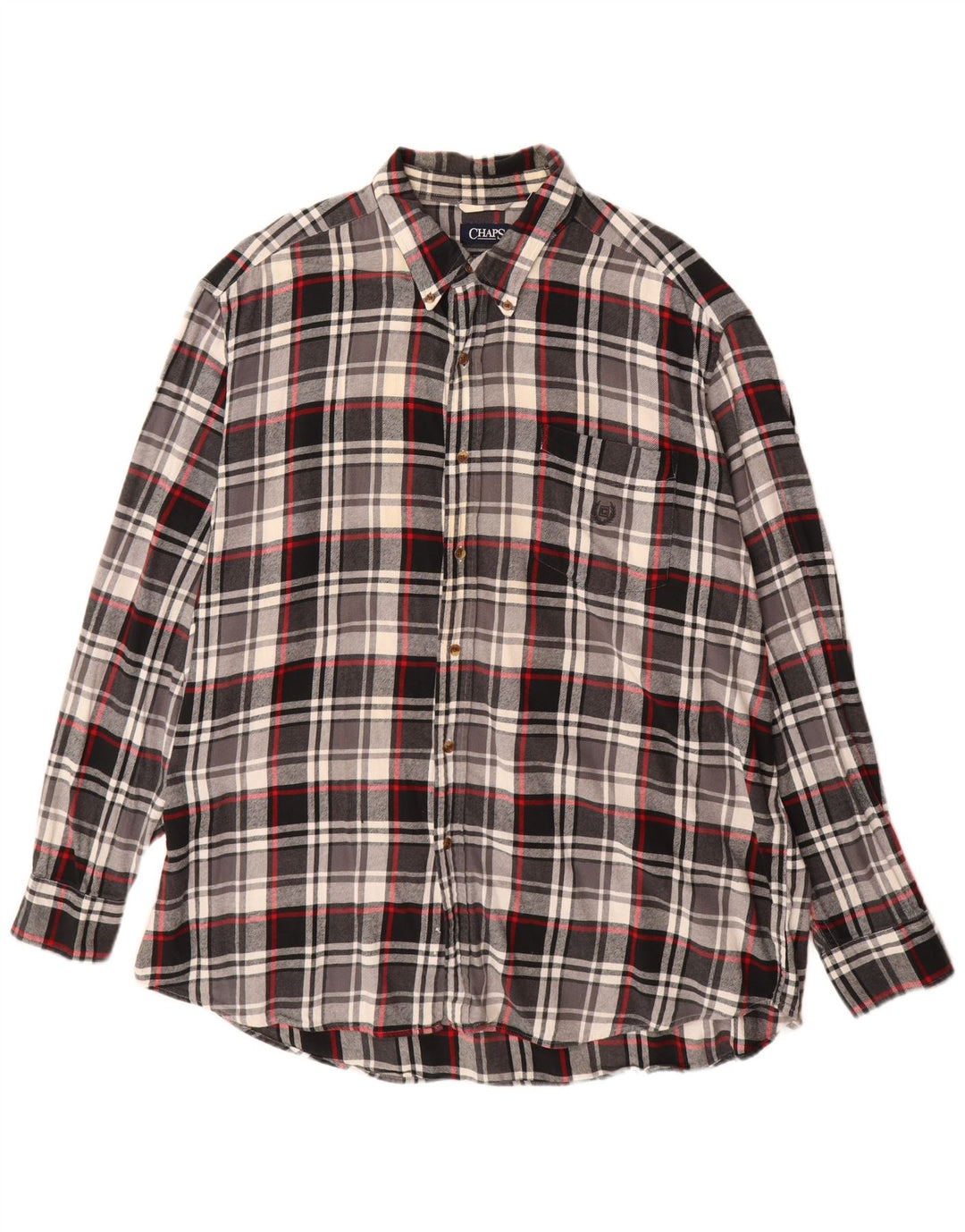 Chaps Mens Big Flannel Shirt 2XL Black Check Cotton