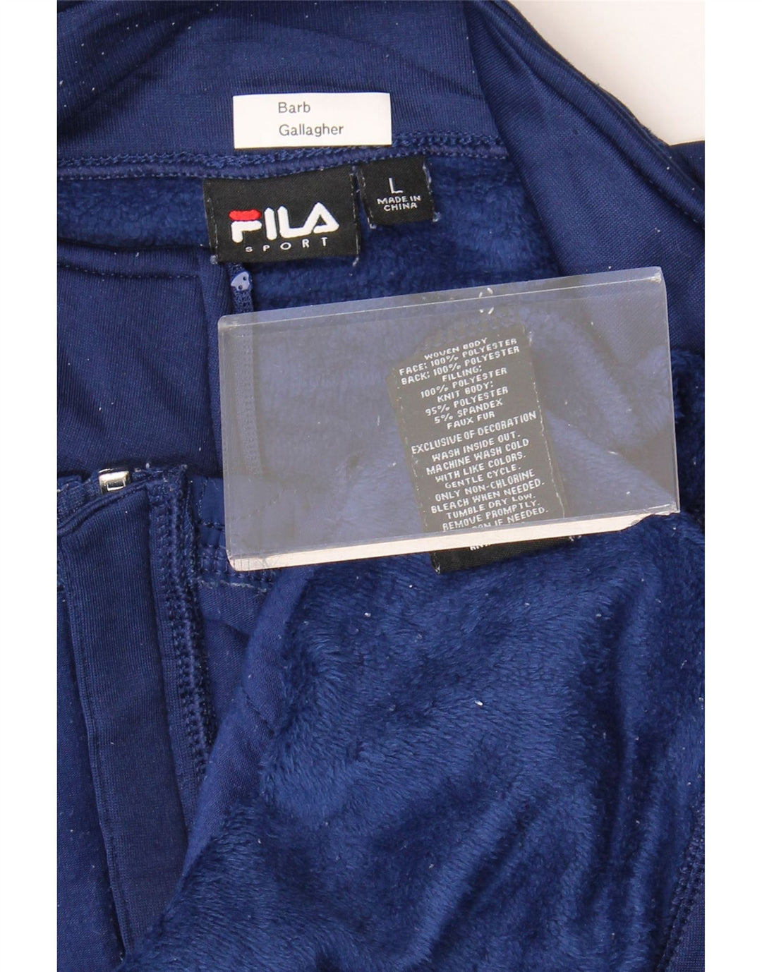 FILA Womens Tracksuit Top Jacket UK 16 Large Navy Blue Polyester