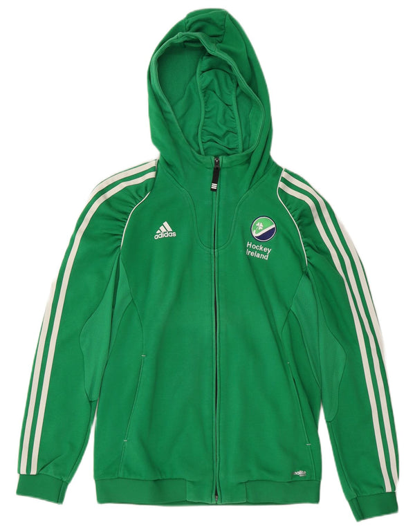 ADIDAS Womens Ireland Zip Hoodie Sweater UK 14 Large Green Cotton