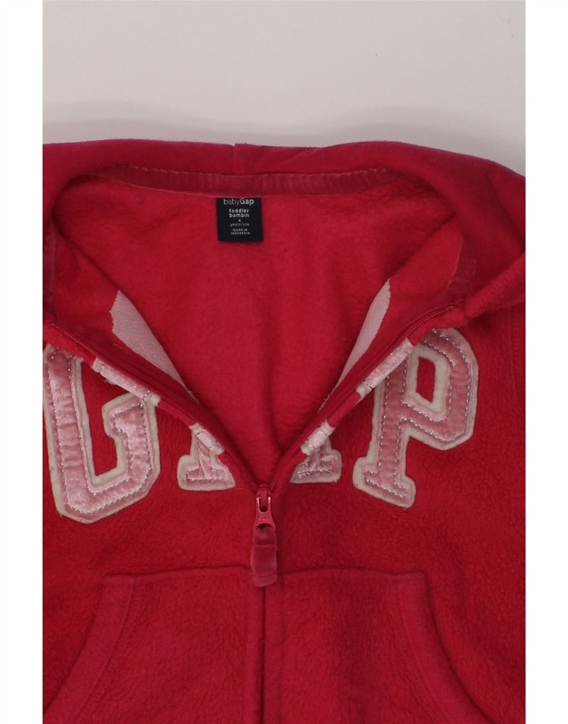 GAP Girls Graphic Fleece Zip Hoodie Sweater 3-4 Years Pink Polyester | Vintage Gap | Thrift | Second-Hand Gap | Used Clothing | Messina Hembry 