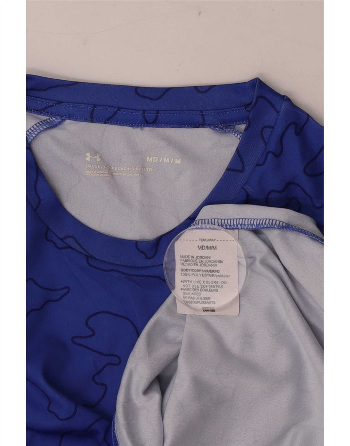 Under Armour Mens Loose Fit T-Shirt Top Medium Blue Geometric Polyester