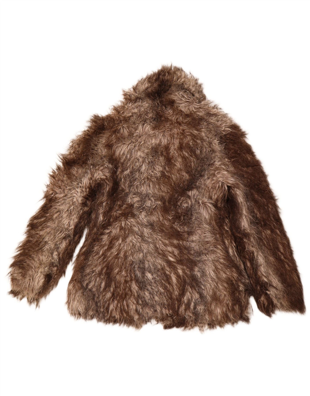 OASIS Womens Faux Fur Jacket UK 10 Small Brown Striped Acrylic